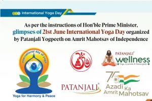 As per the instructions of Hon'ble Prime Minister, glimpses of 21st June International Yoga Day organized by Patanjali Yogpeeth on Amrit Mahotsav of Independence